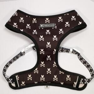 Frenchie Reversible XL Dog Harness Skull & Crossbones Orange Stripe Walking